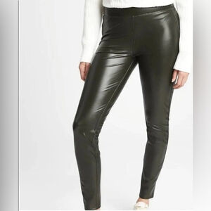 * NEW Gap Dark Green Fleece Lined Faux Leather Leggings Size S